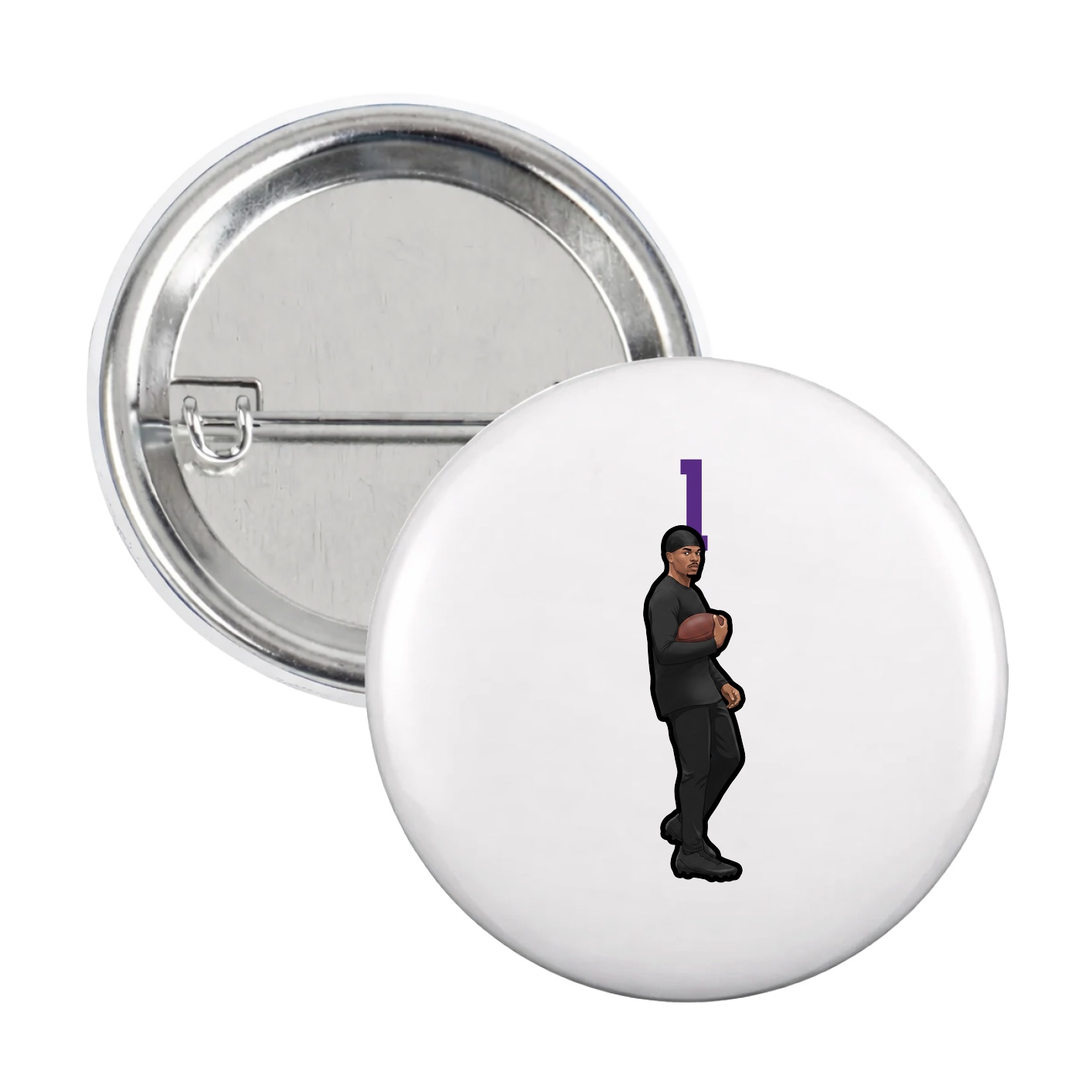 Game Day Button — Number Top in White
