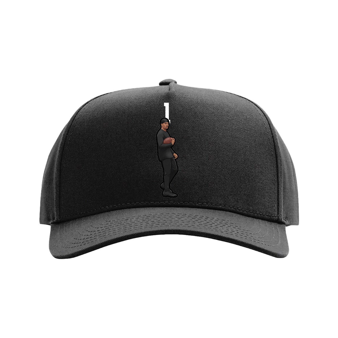 Full Fabric Five-Panel Champ Cap — Number Top in Black