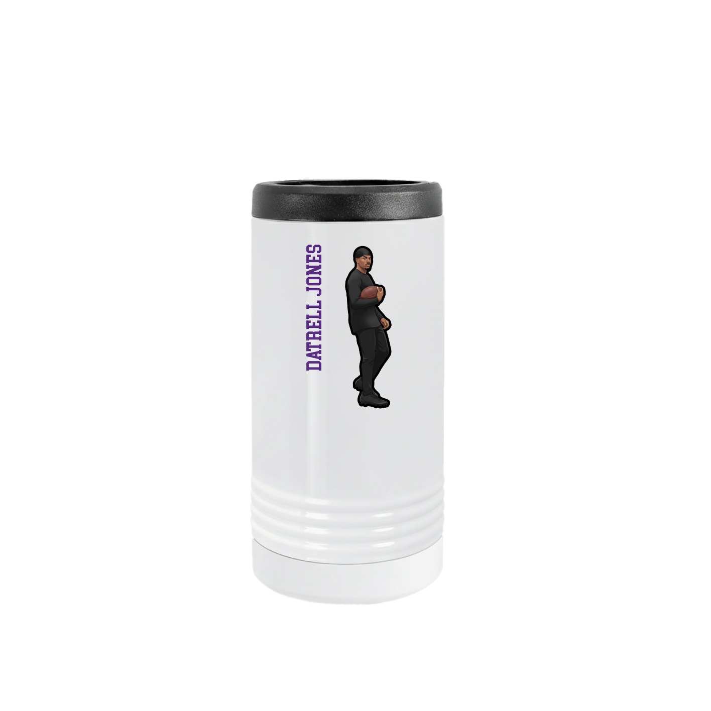 Slim Beverage Holder — Name Vertical in White