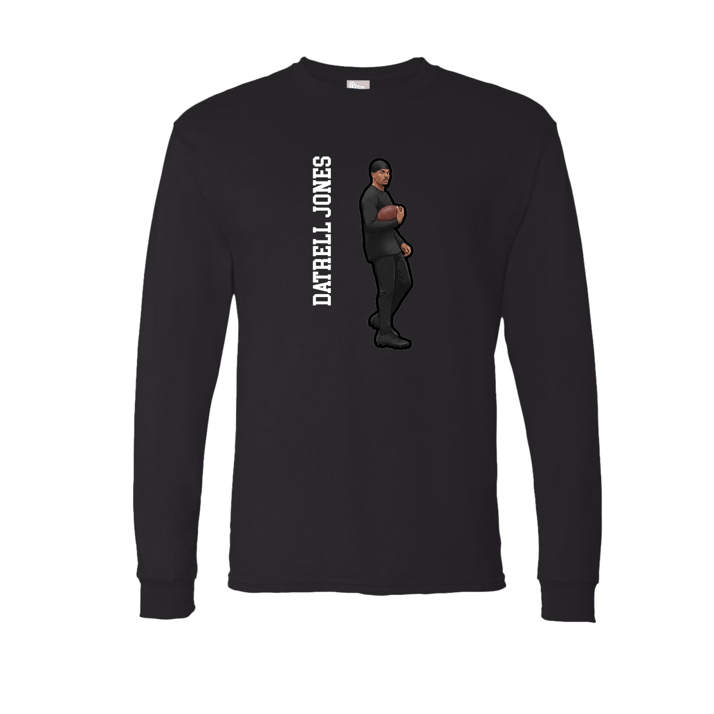 Long Sleeve Tee — Name Vertical in Black