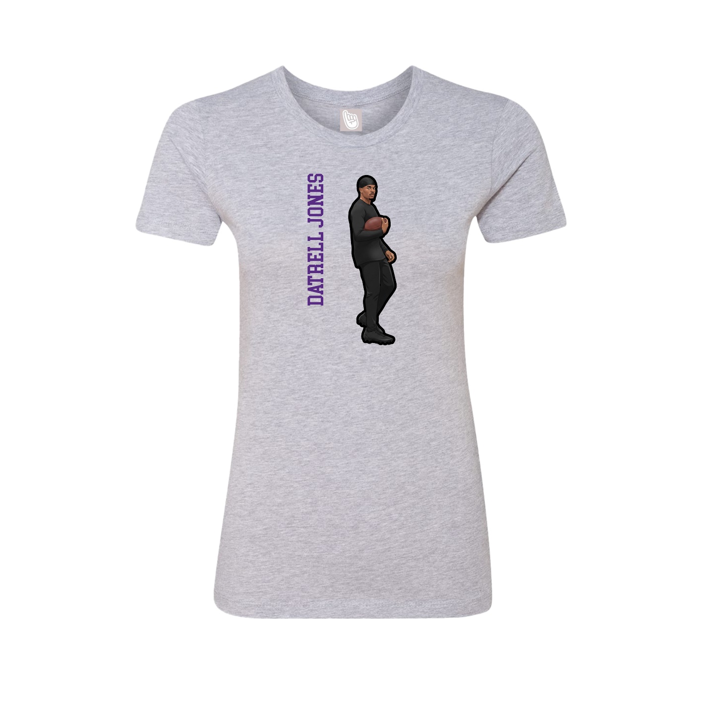 Womens Tee — Name Vertical in Grey
