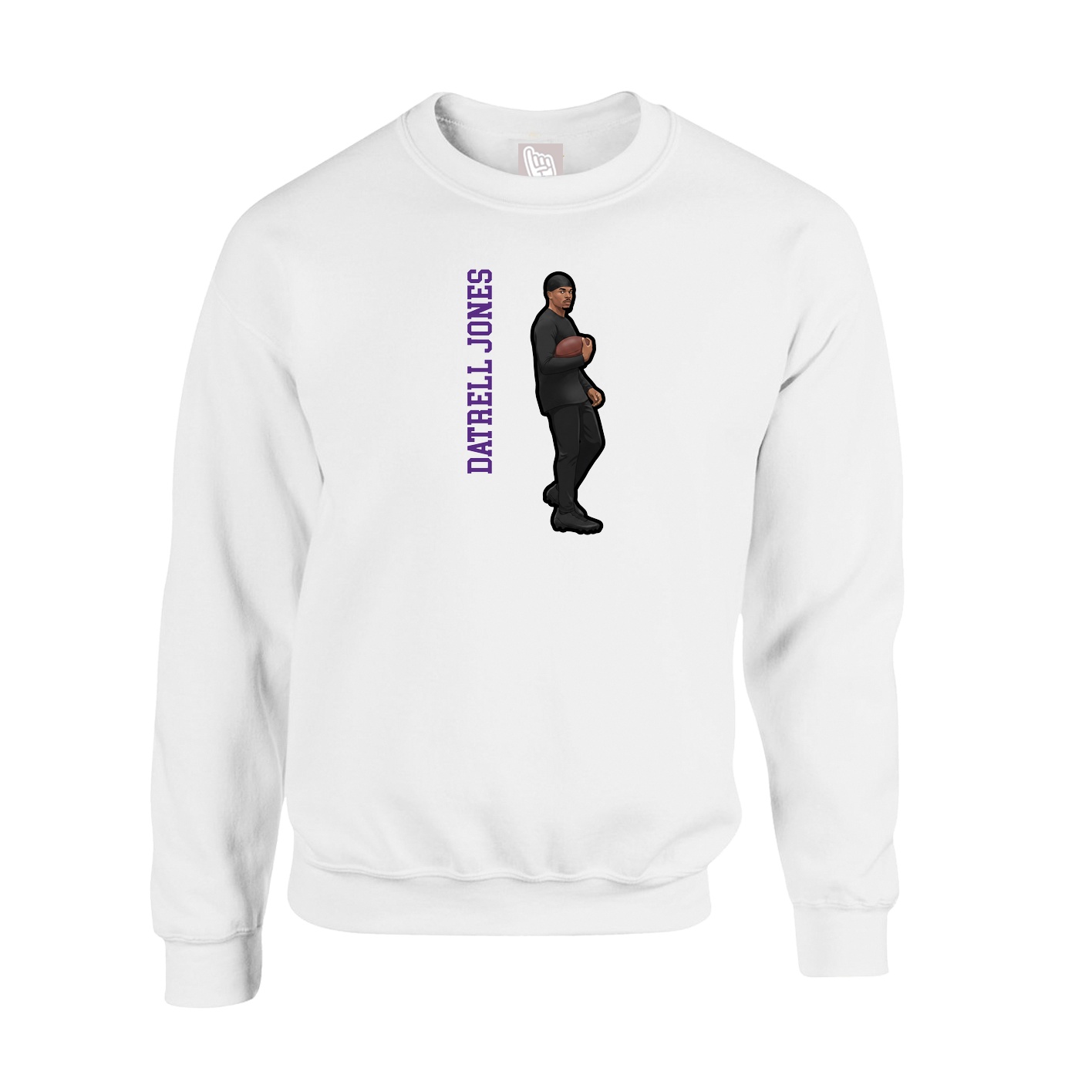 Fleece Crew — Name Vertical in White