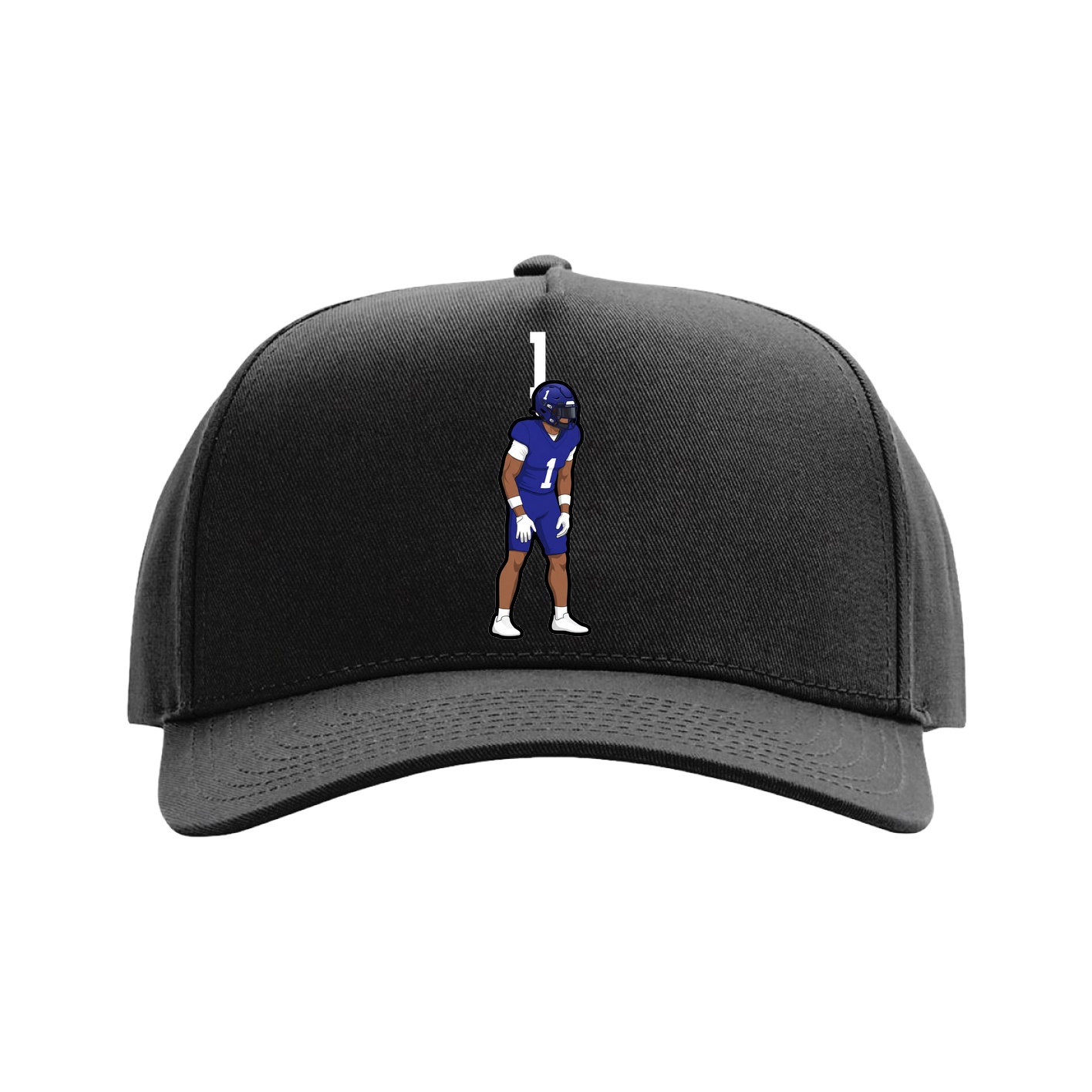 Full Fabric Five-Panel Champ Cap — Number Top in Black