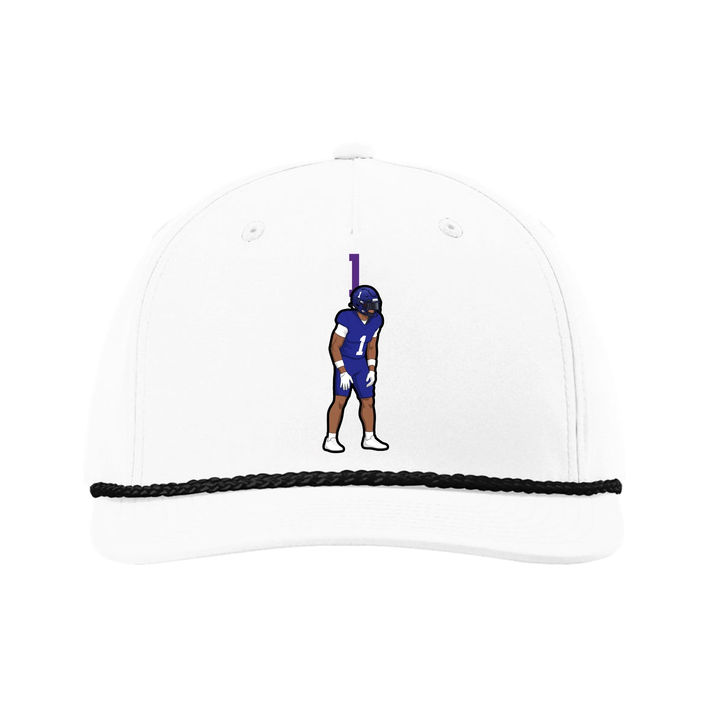 Five-Panel Classic Rope Cap — Number Top in White