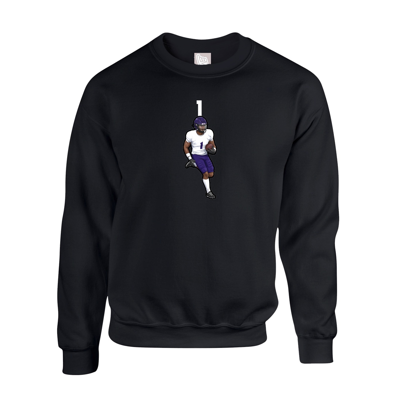 Fleece Crew — Number Top in Black