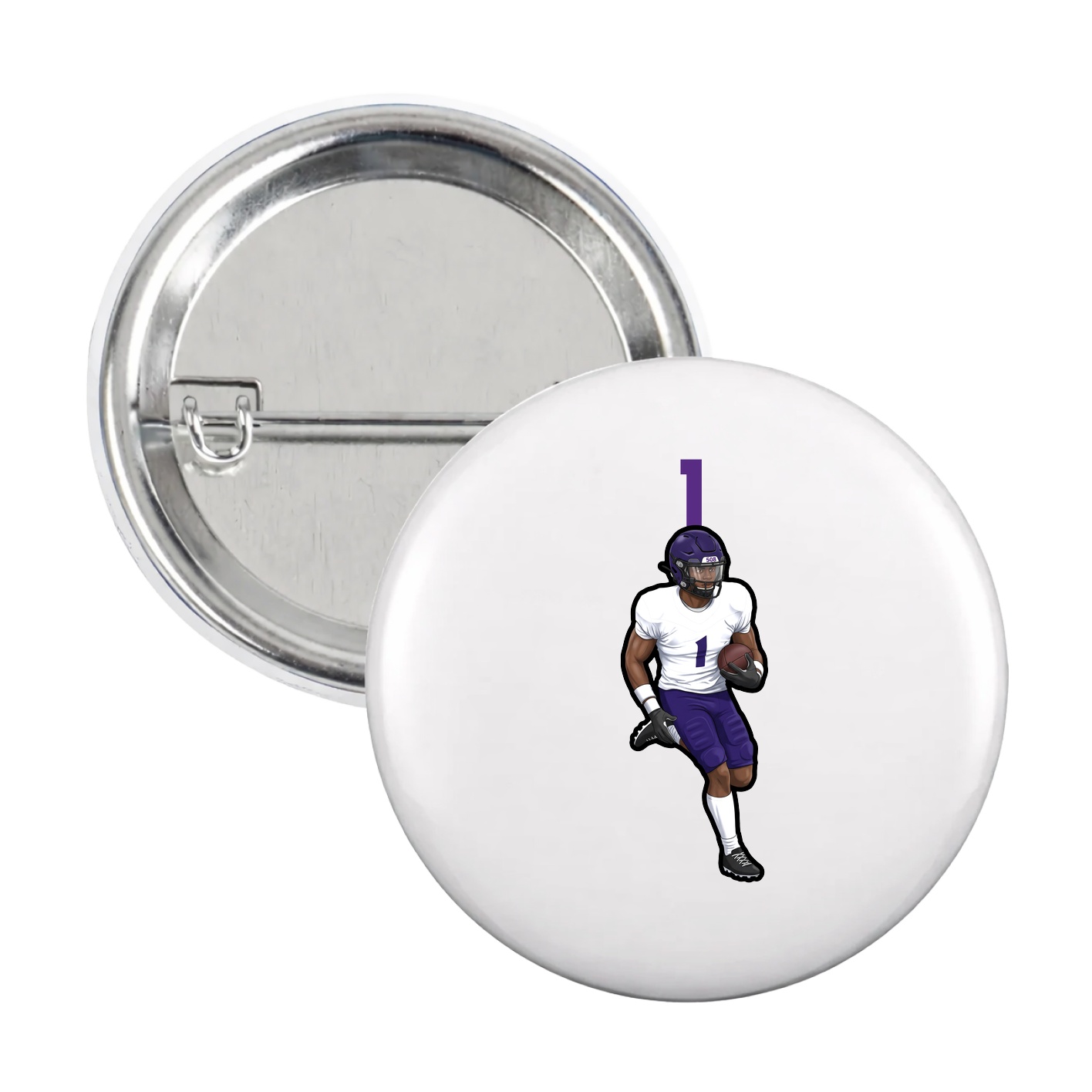 Game Day Button — Number Top in White