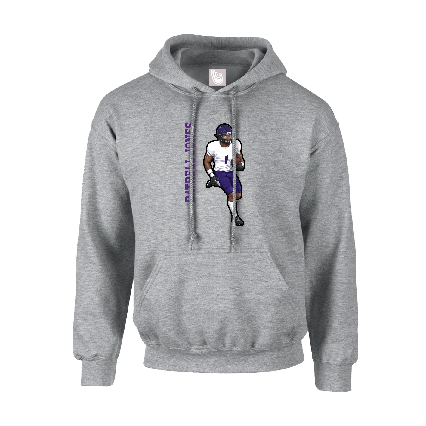 Youth Hoodie — Name Vertical in Grey
