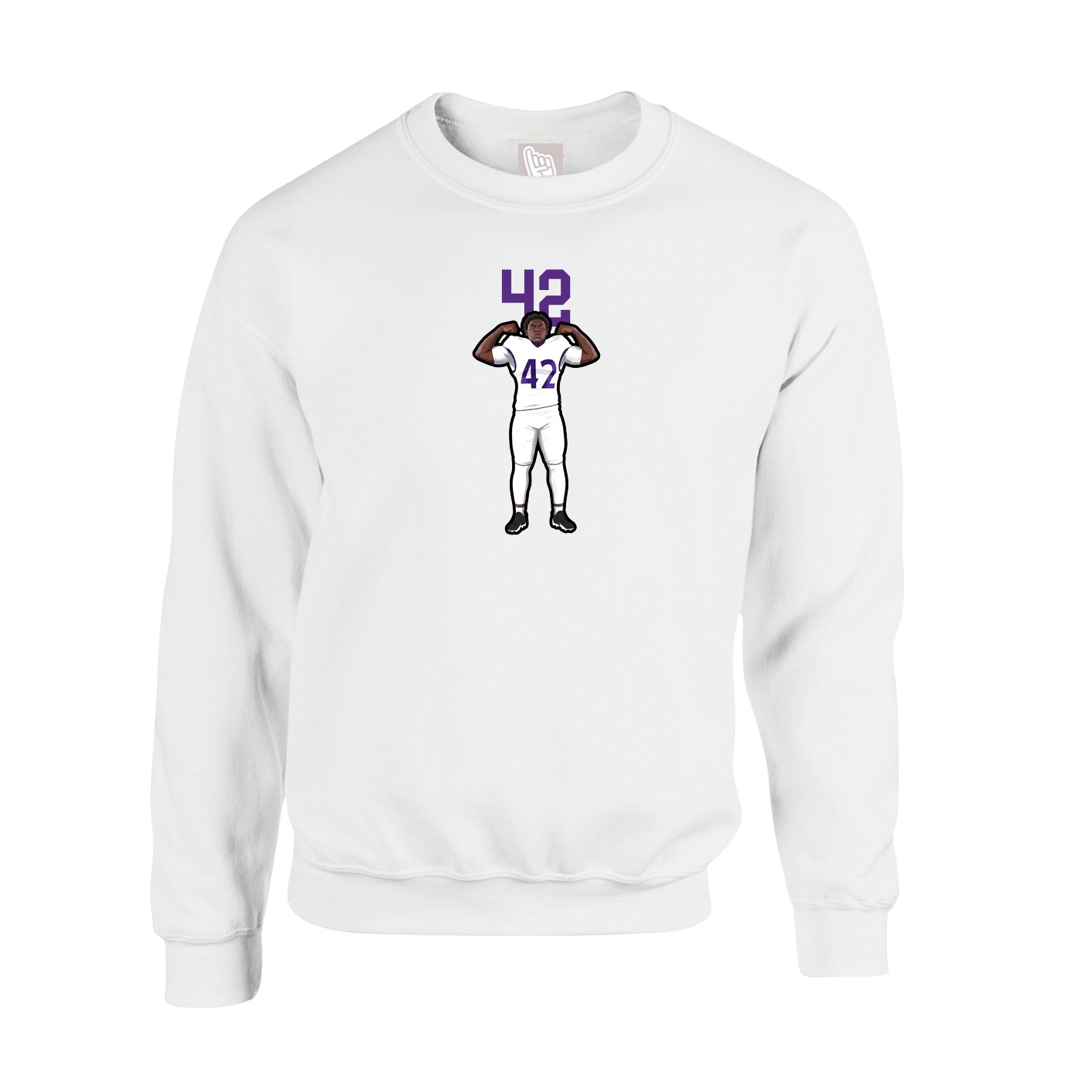 Fleece Crew — Number Top in White