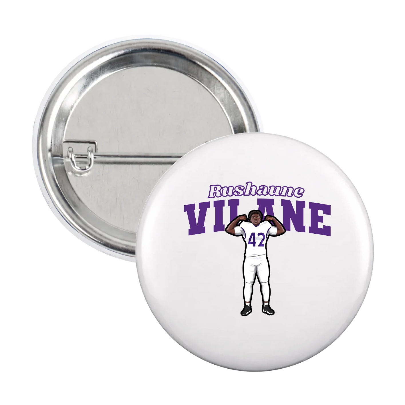 Game Day Button — Name Arch in White