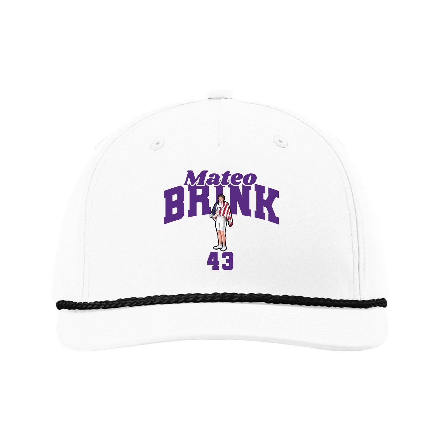 Five-Panel Classic Rope Cap — Signature Arch in White
