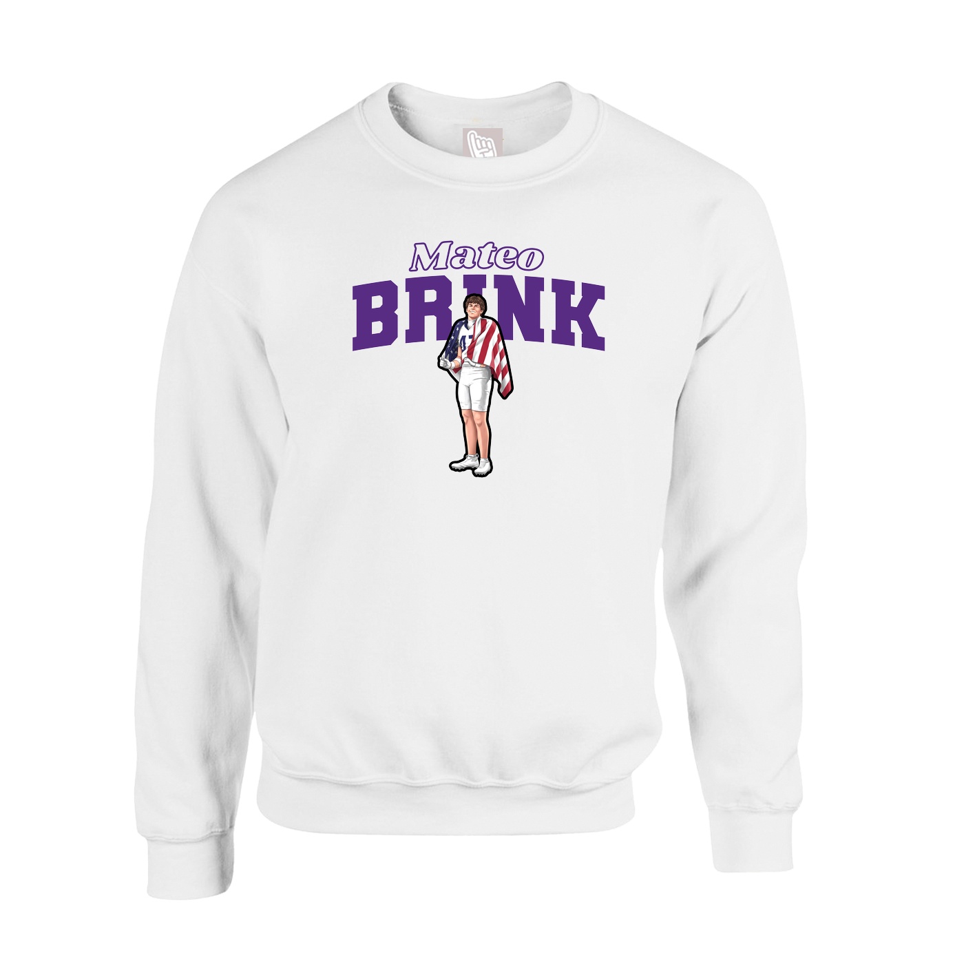 Fleece Crew — Name Arch in White