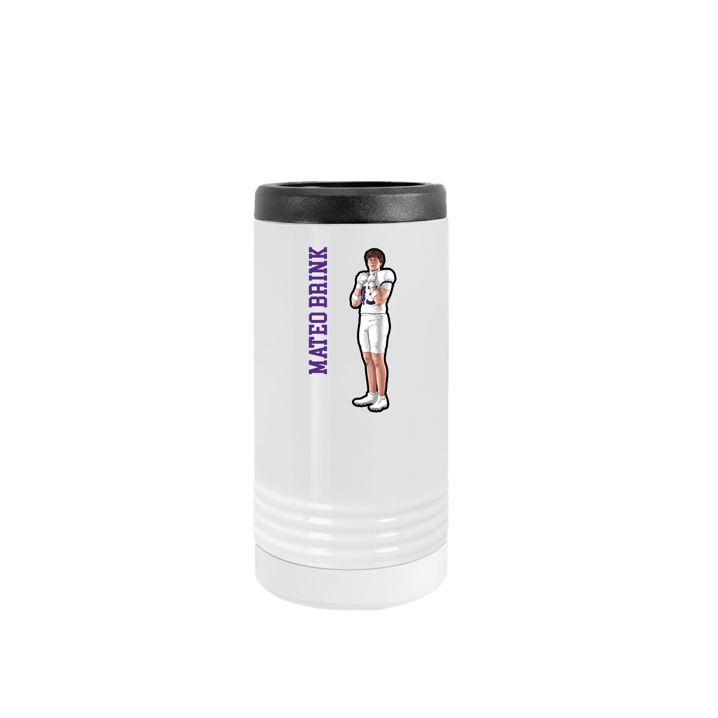 Slim Beverage Holder — Name Vertical in White