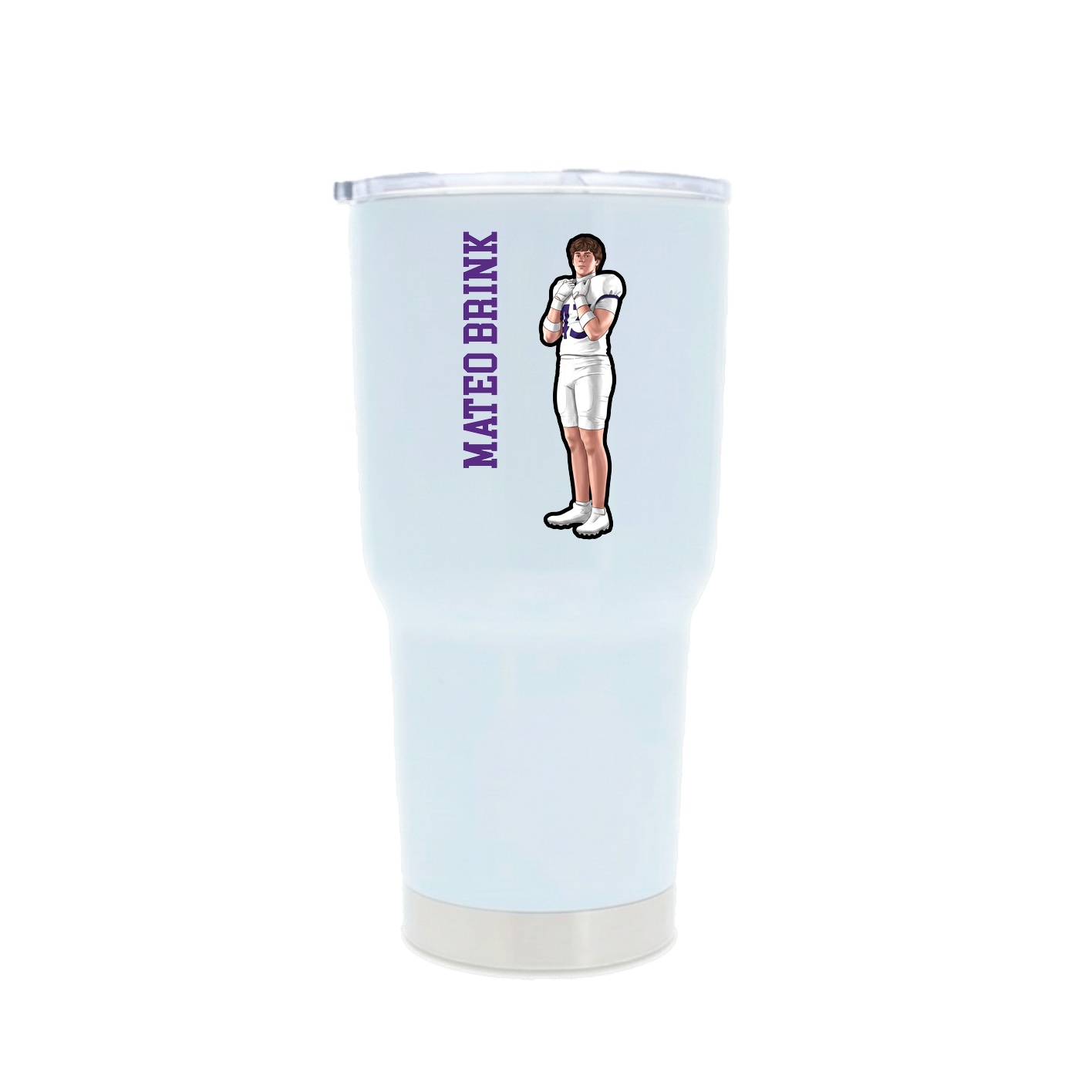 30oz Stainless Steel Tumbler — Name Vertical in White