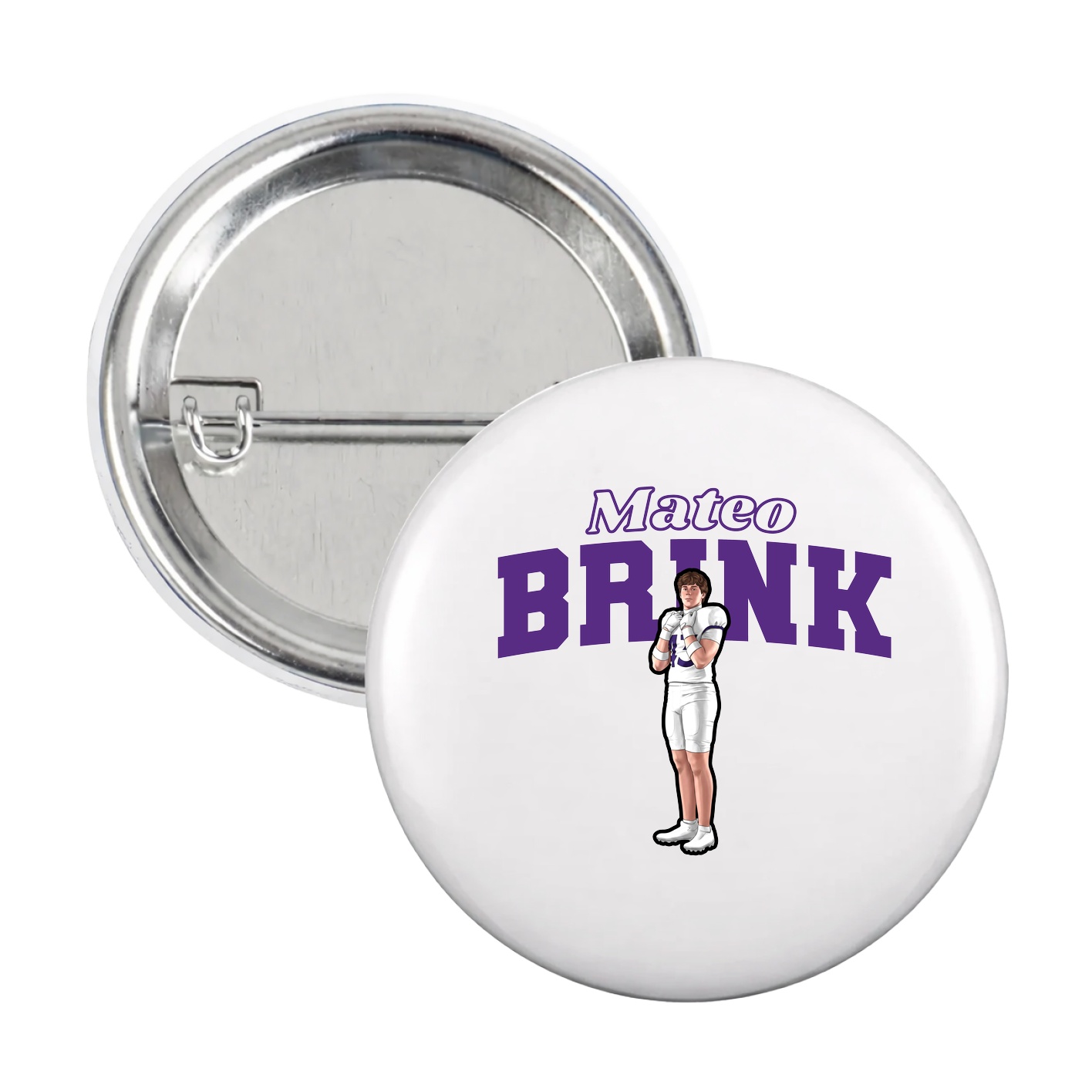 Game Day Button — Name Arch in White