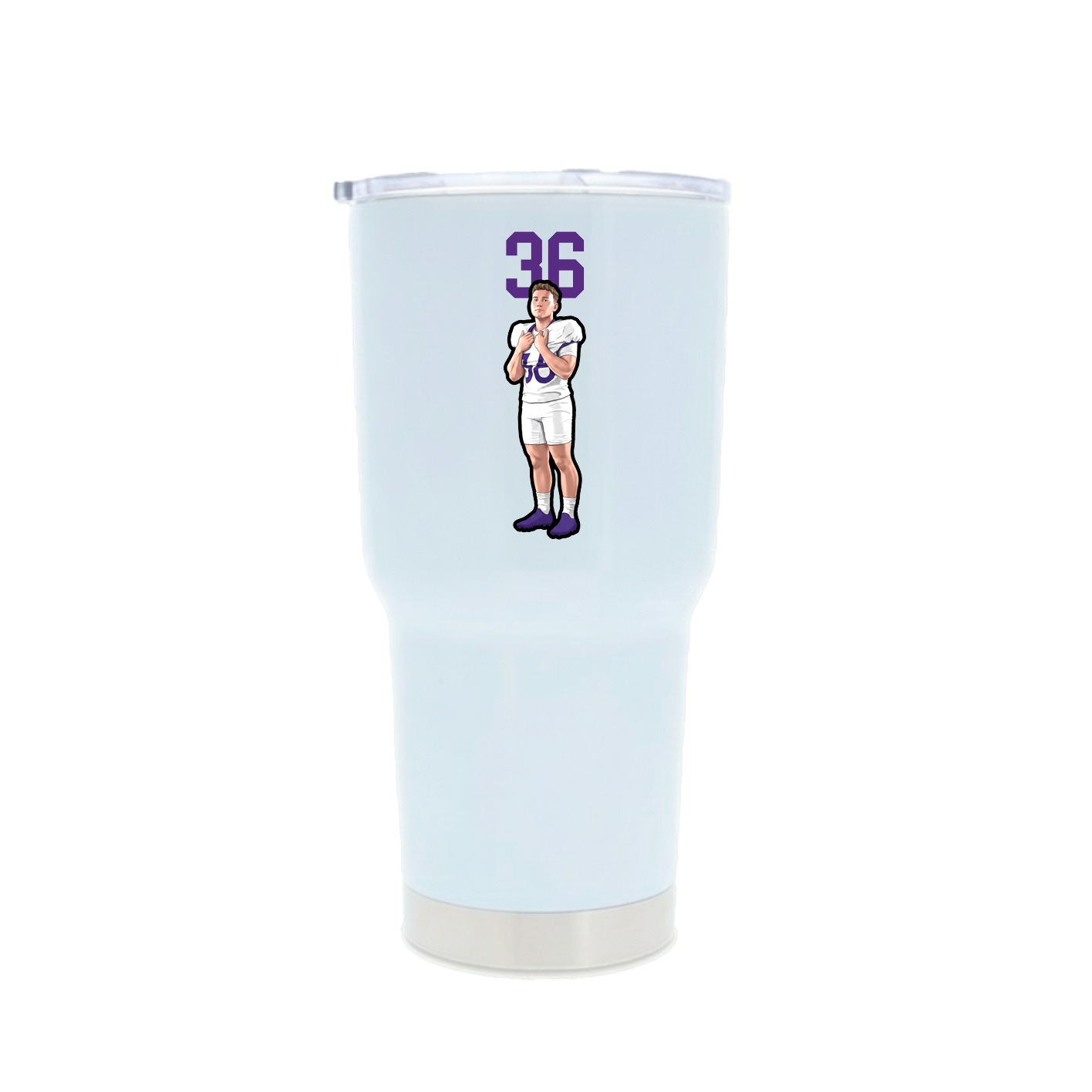 30oz Stainless Steel Tumbler — Number Top in White