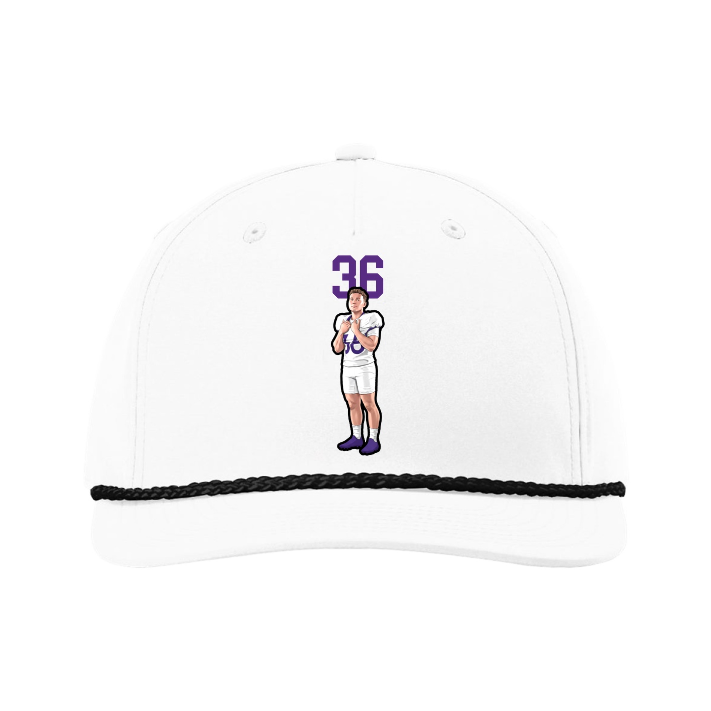 Five-Panel Classic Rope Cap — Number Top in White