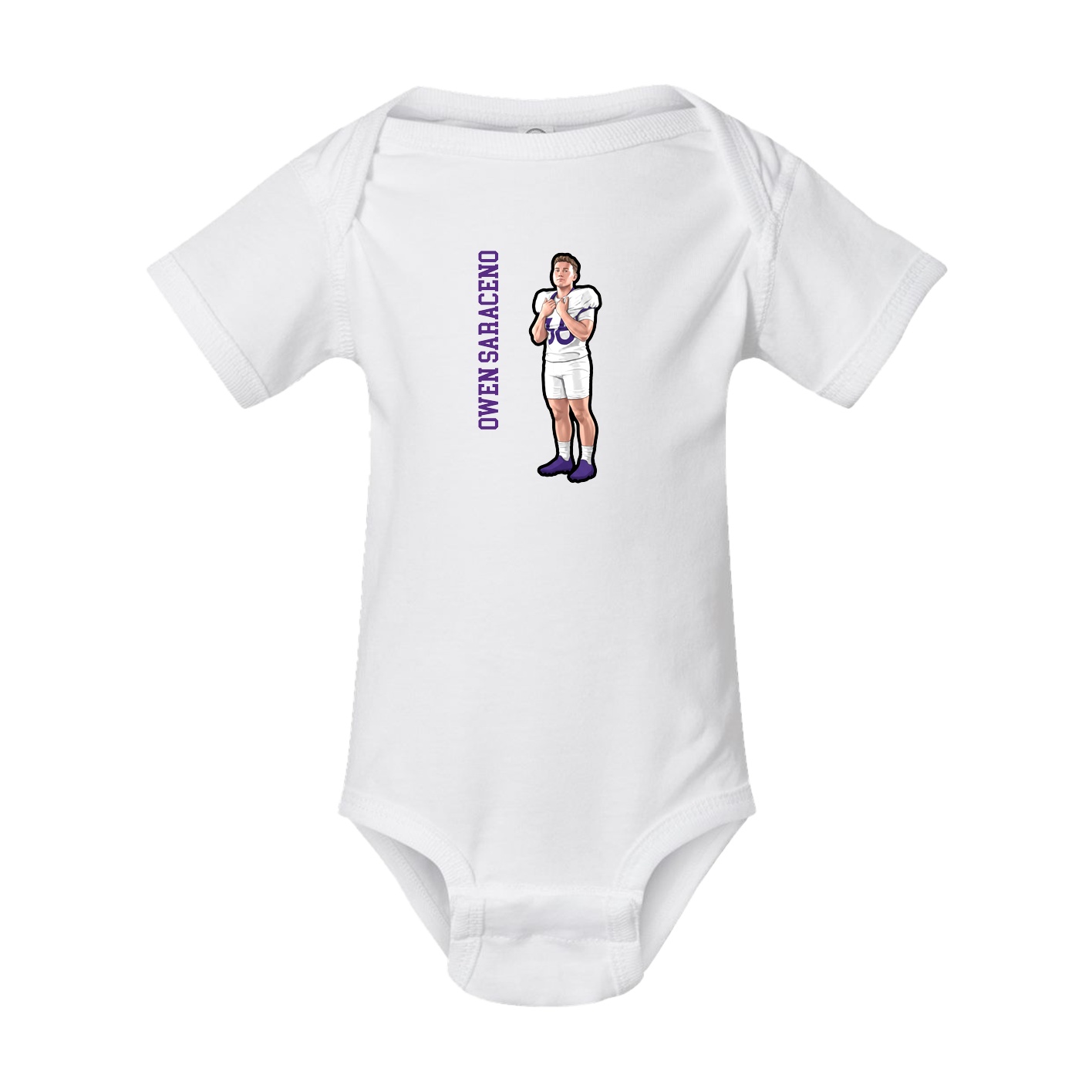 Baby Onesie — Name Vertical in White