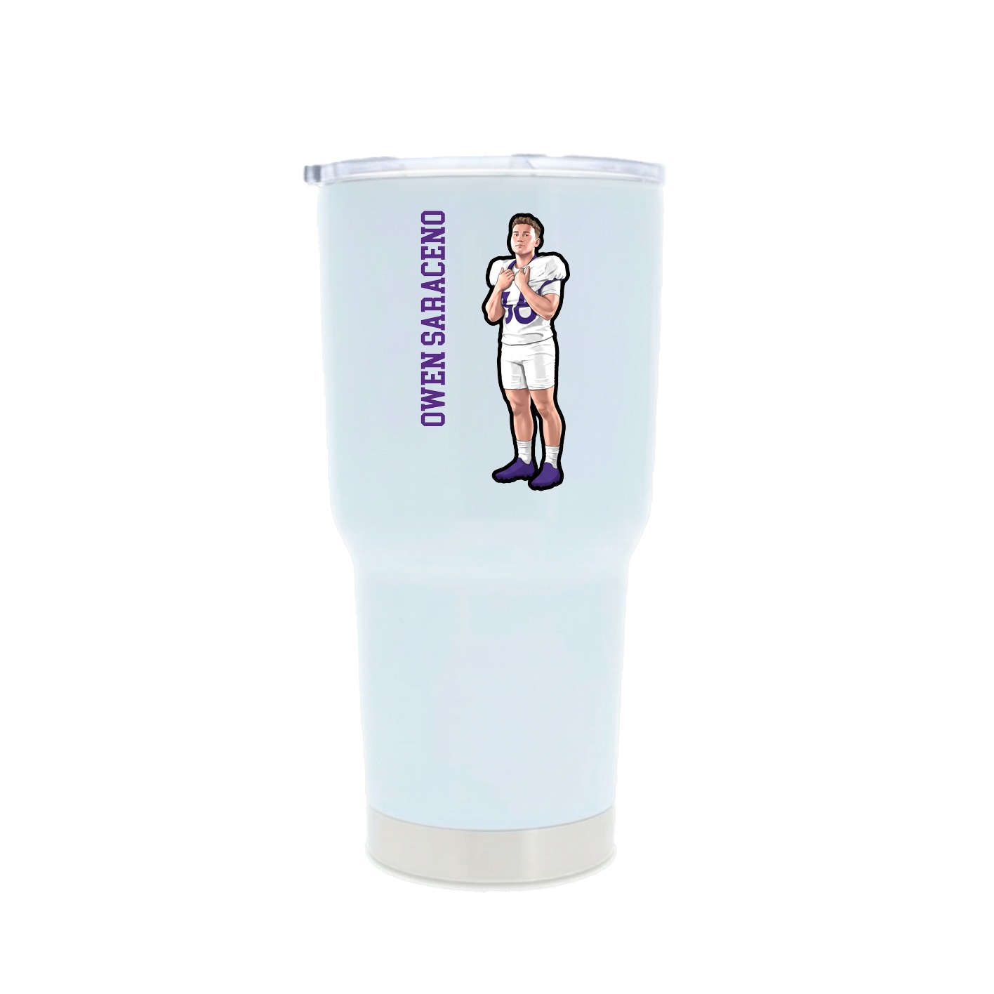 30oz Stainless Steel Tumbler — Name Vertical in White