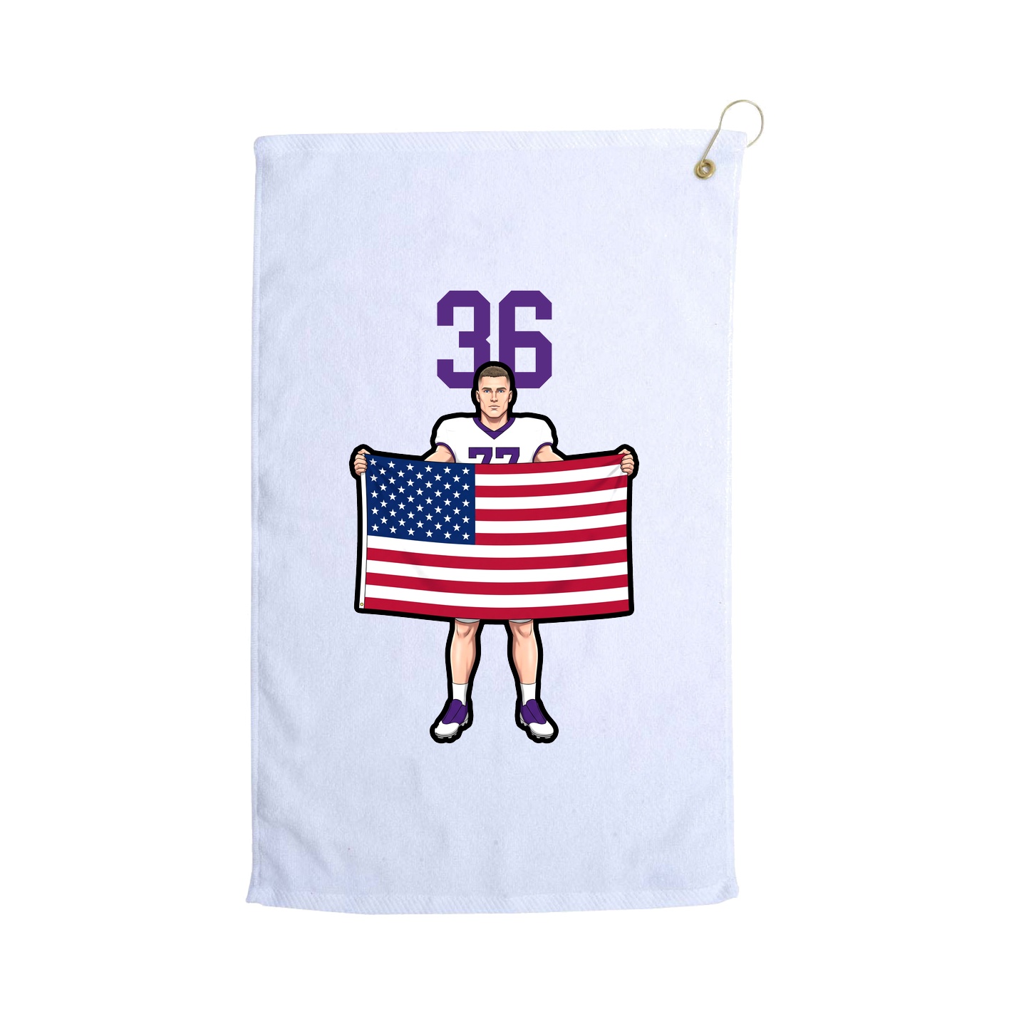 Golf Towel — Number Top in White