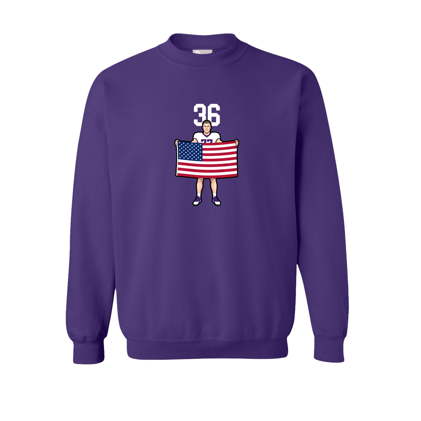 Fleece Crew — Number Top in Purple