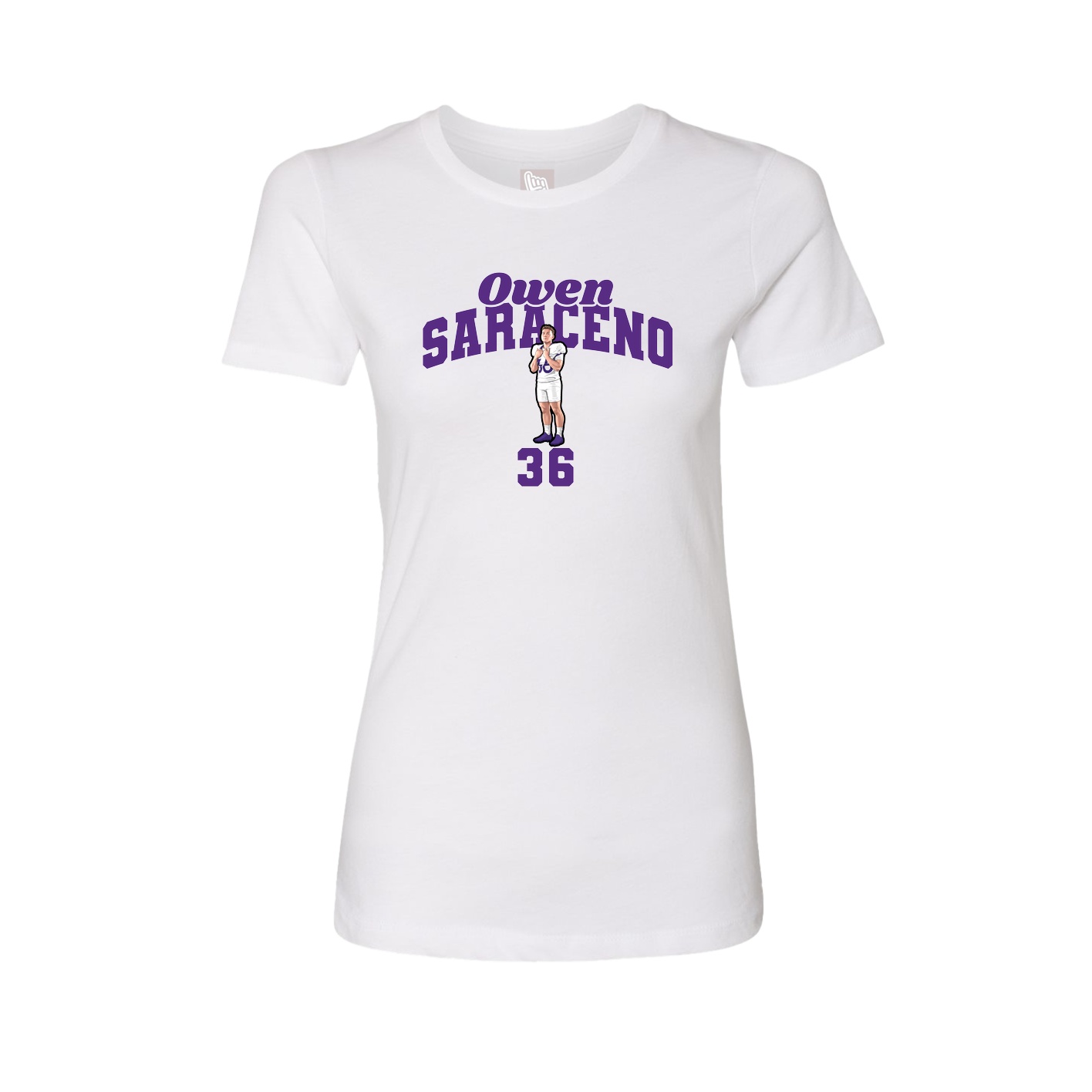 Fitted Women's Tee — Signature Arch in White