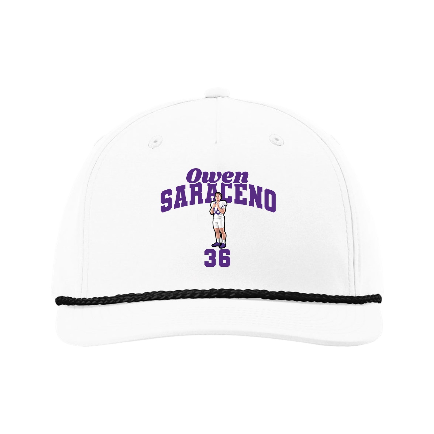 Five-Panel Classic Rope Cap — Signature Arch in White