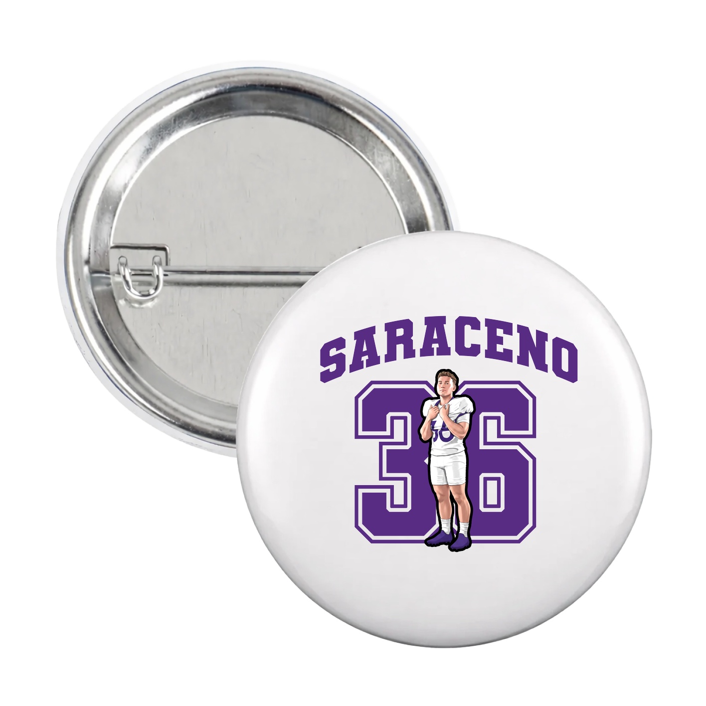 Game Day Button — Number in White