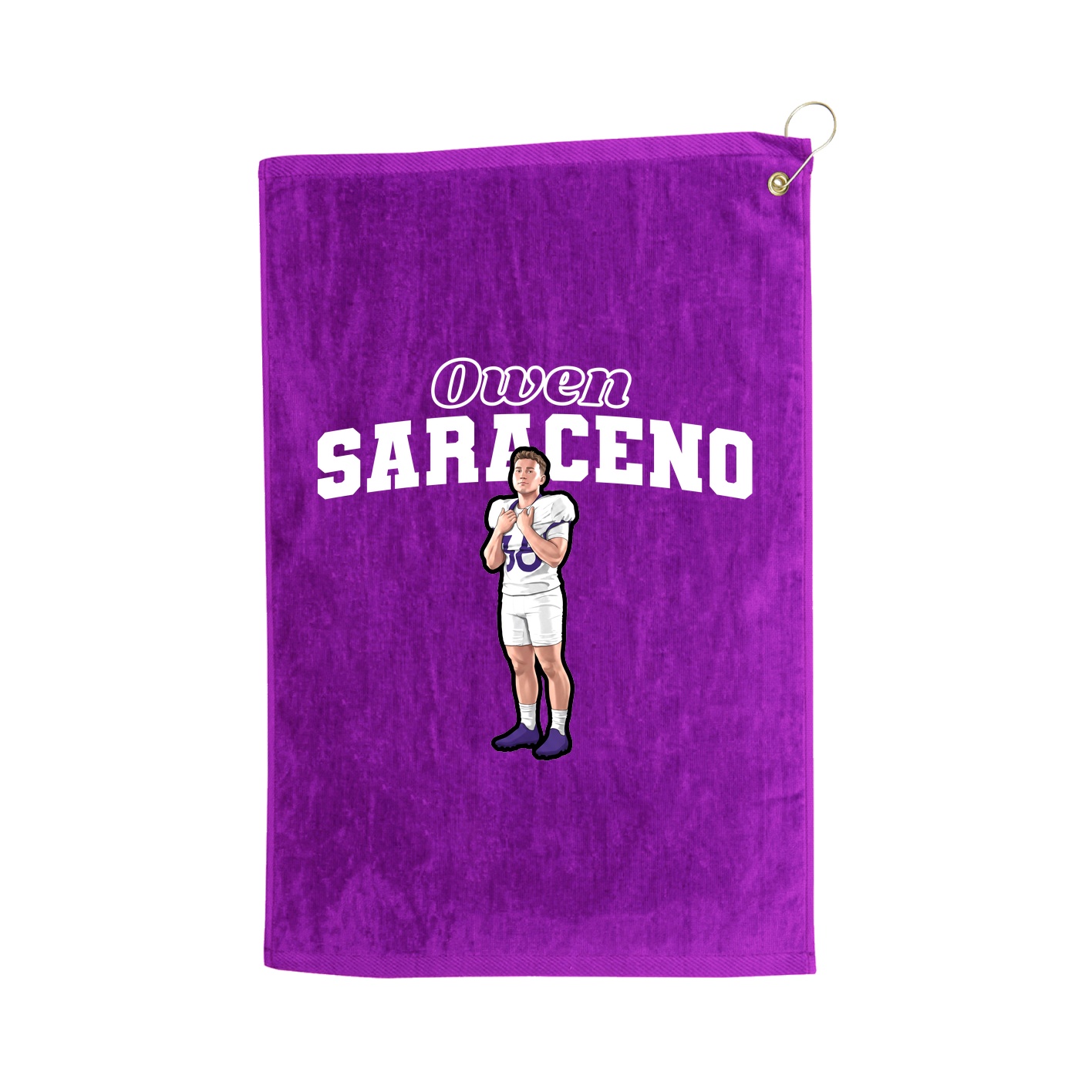Golf Towel — Name Arch in Purple