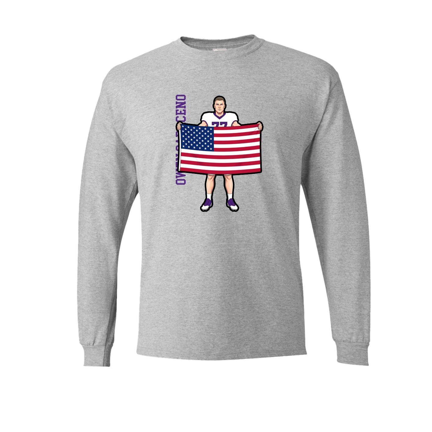Long Sleeve Tee — Name Vertical in Grey