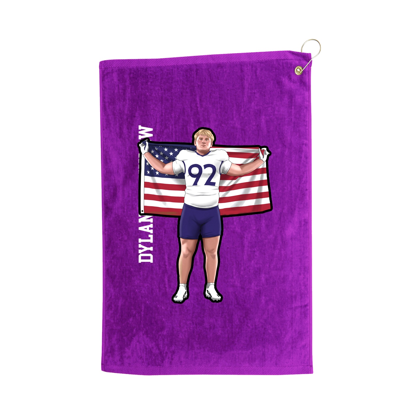 Golf Towel — Name Vertical in Purple