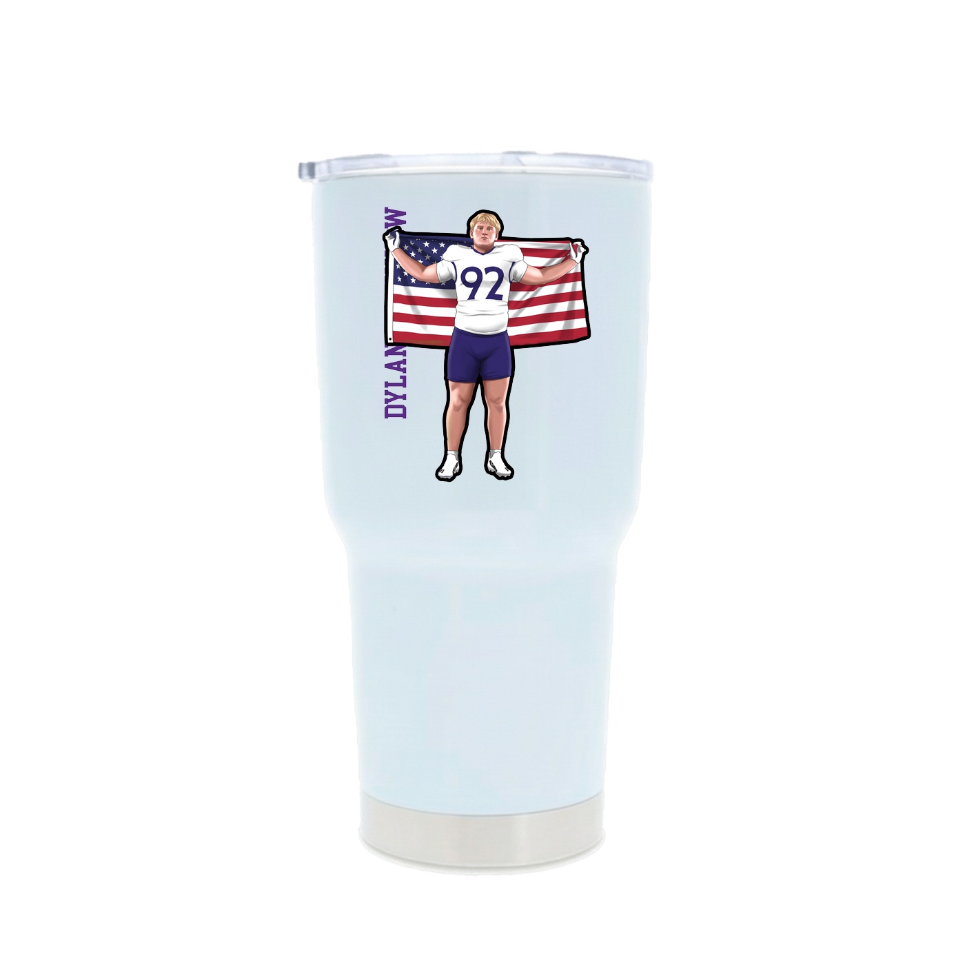 30oz Stainless Steel Tumbler — Name Vertical in White