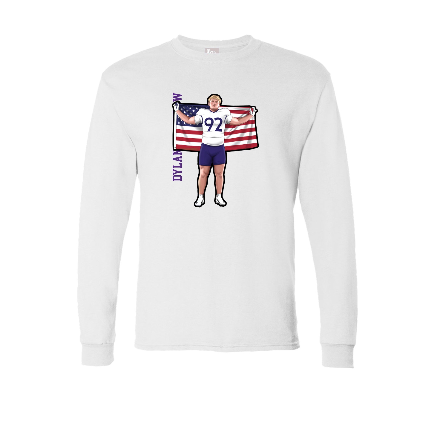 Long Sleeve Tee — Name Vertical in White