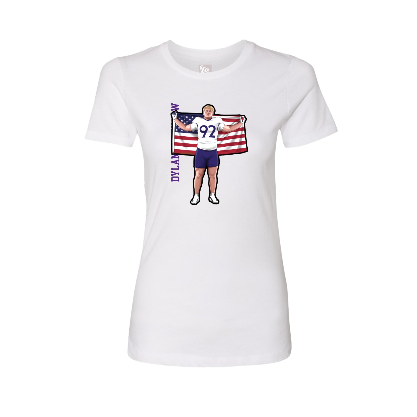 Fitted Women's Tee — Name Vertical in White