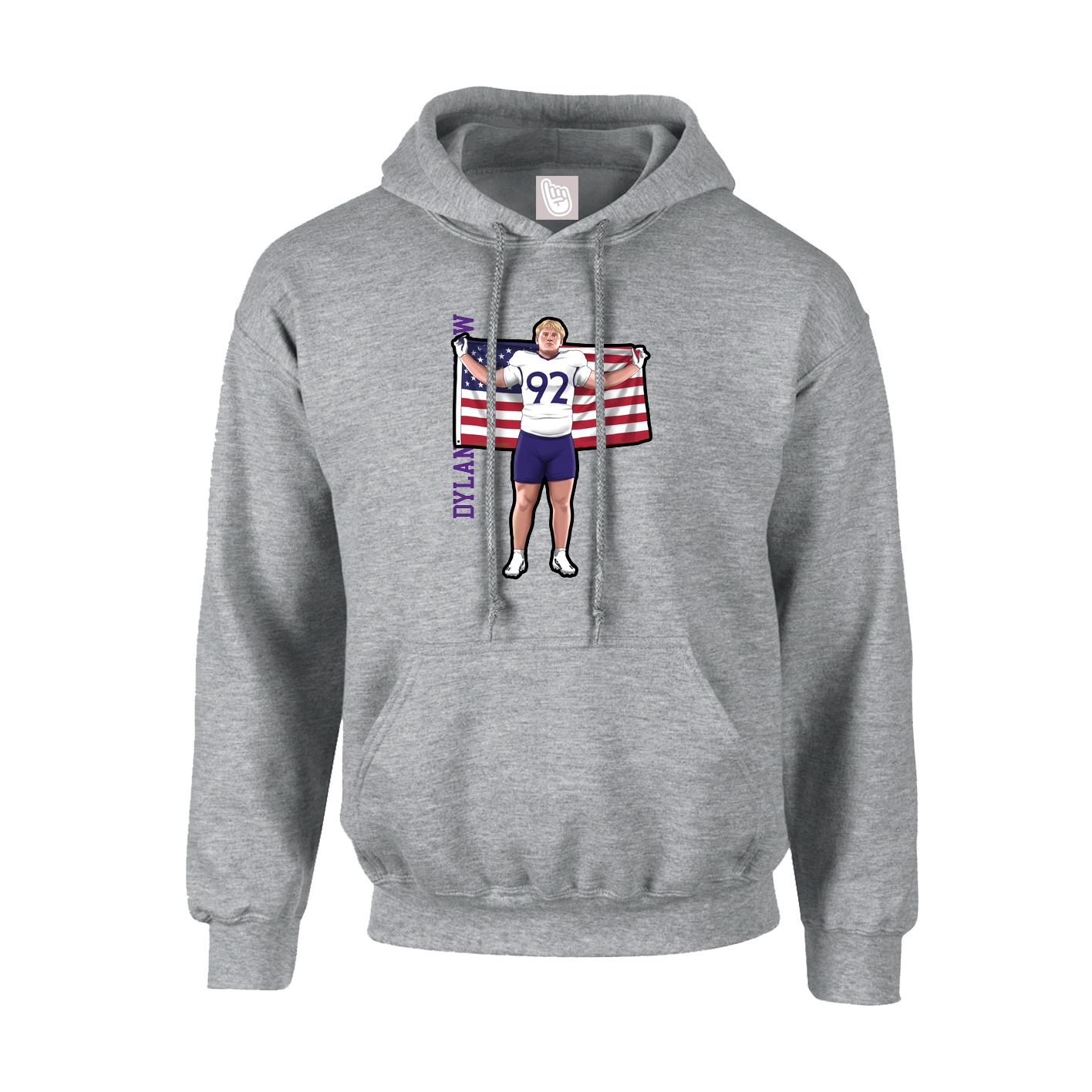 Hoodie — Name Vertical in Grey