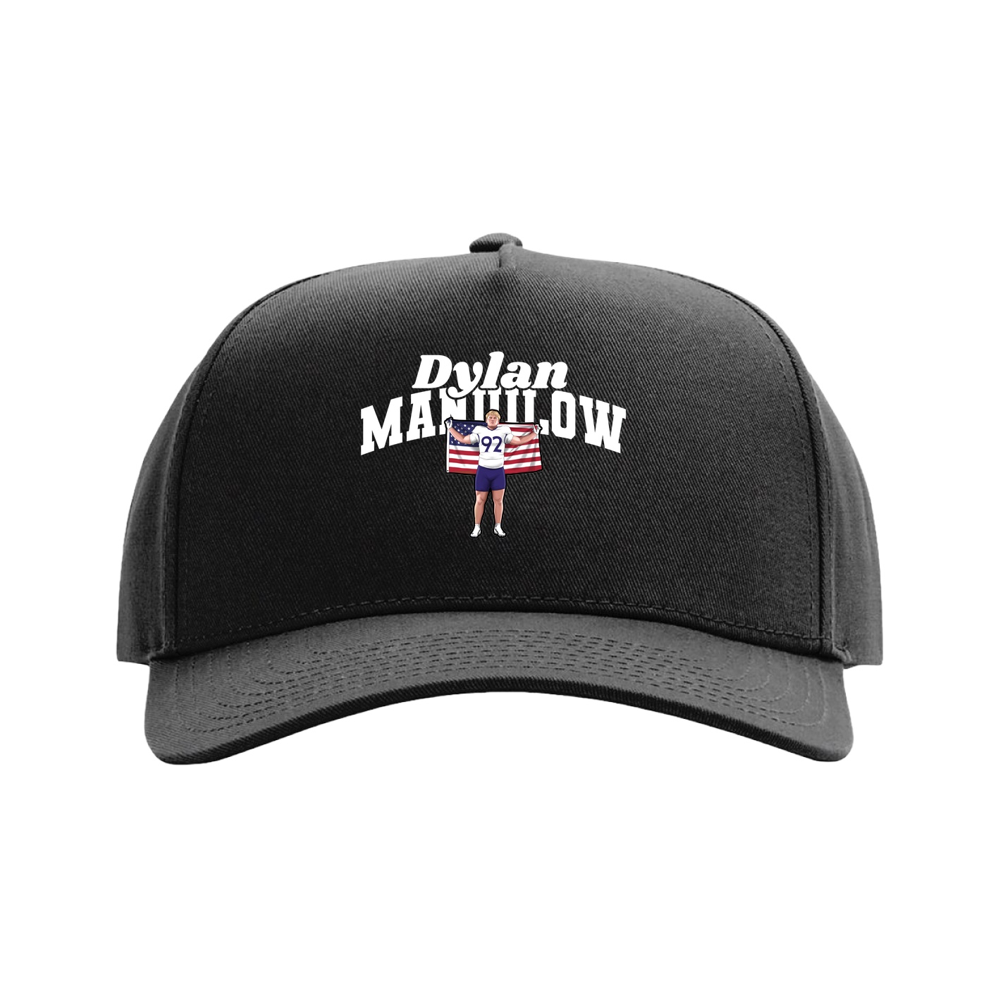Full Fabric Five-Panel Champ Cap — Signature Arch in Black