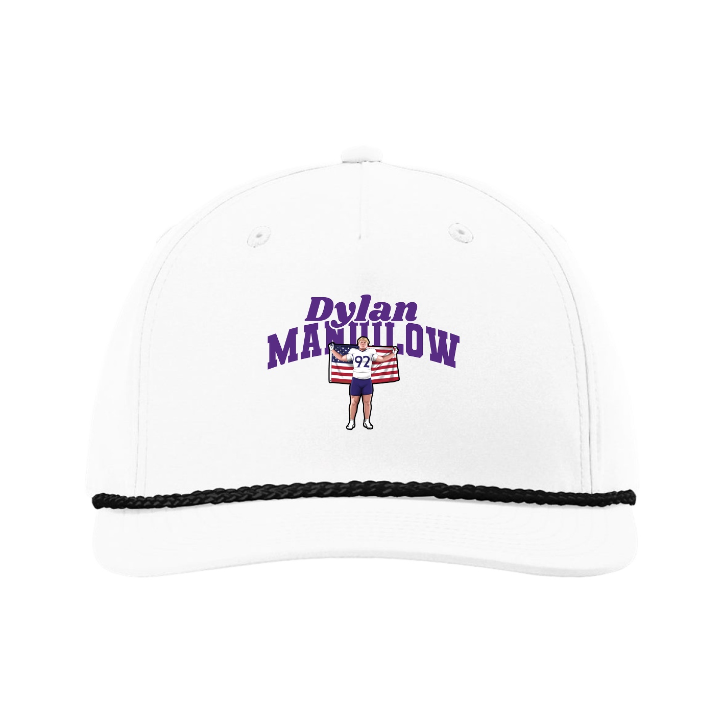 Five-Panel Classic Rope Cap — Signature Arch in White