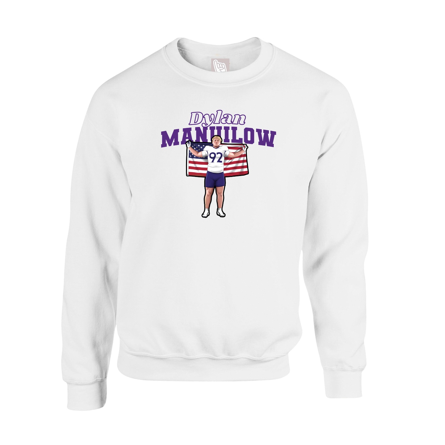 Fleece Crew — Name Arch in White