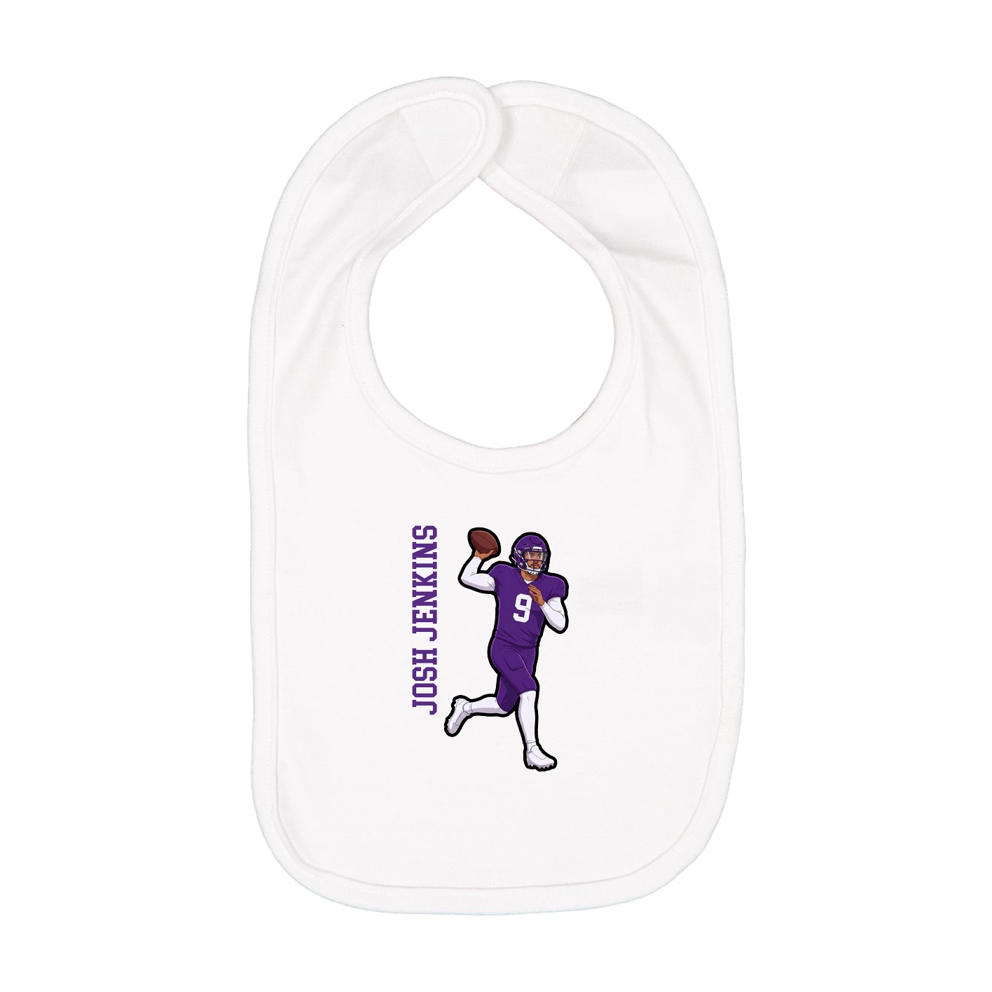 Infant Bib — Name Vertical in White
