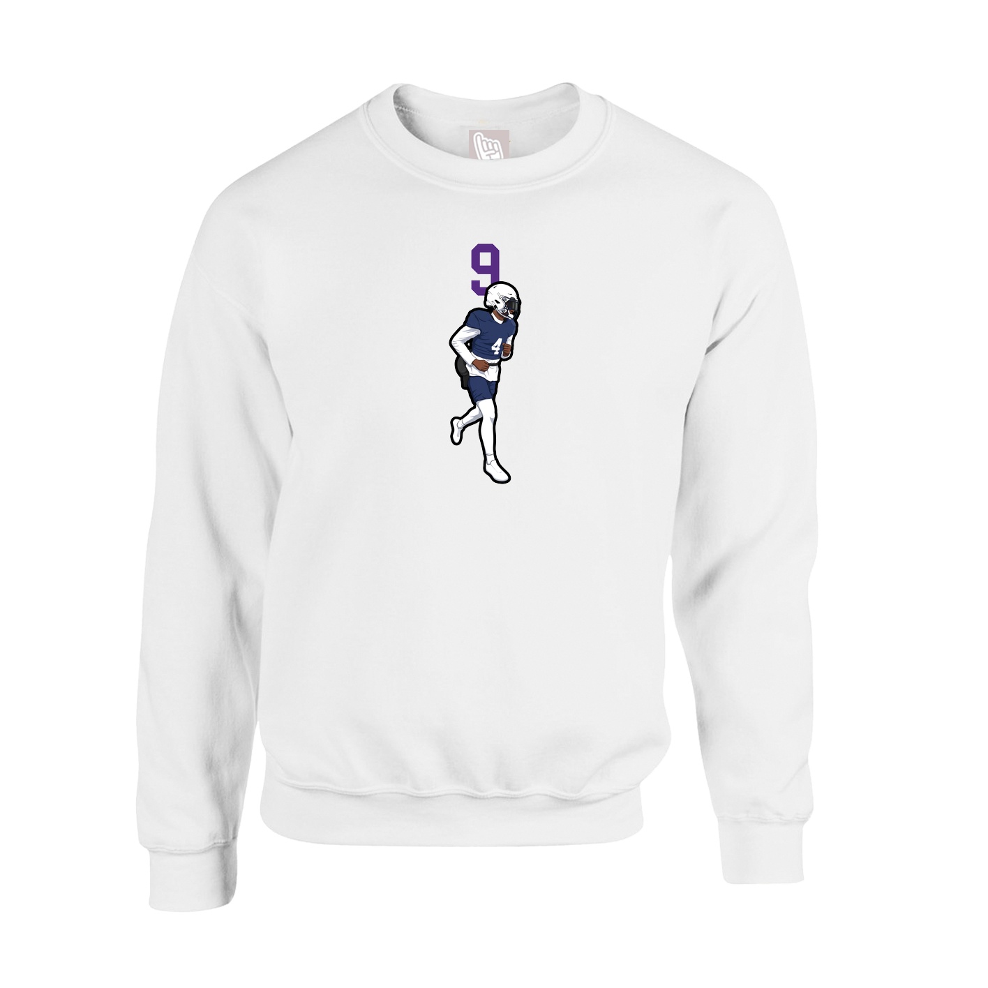 Fleece Crew — Number Top in White