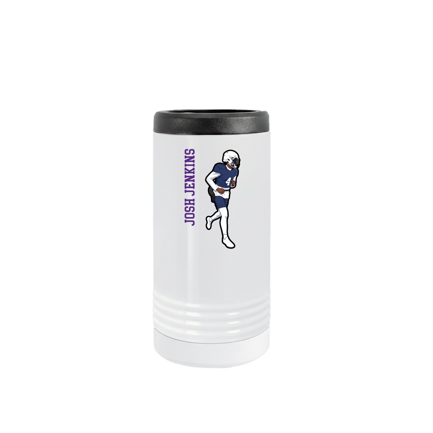 Slim Beverage Holder — Name Vertical in White