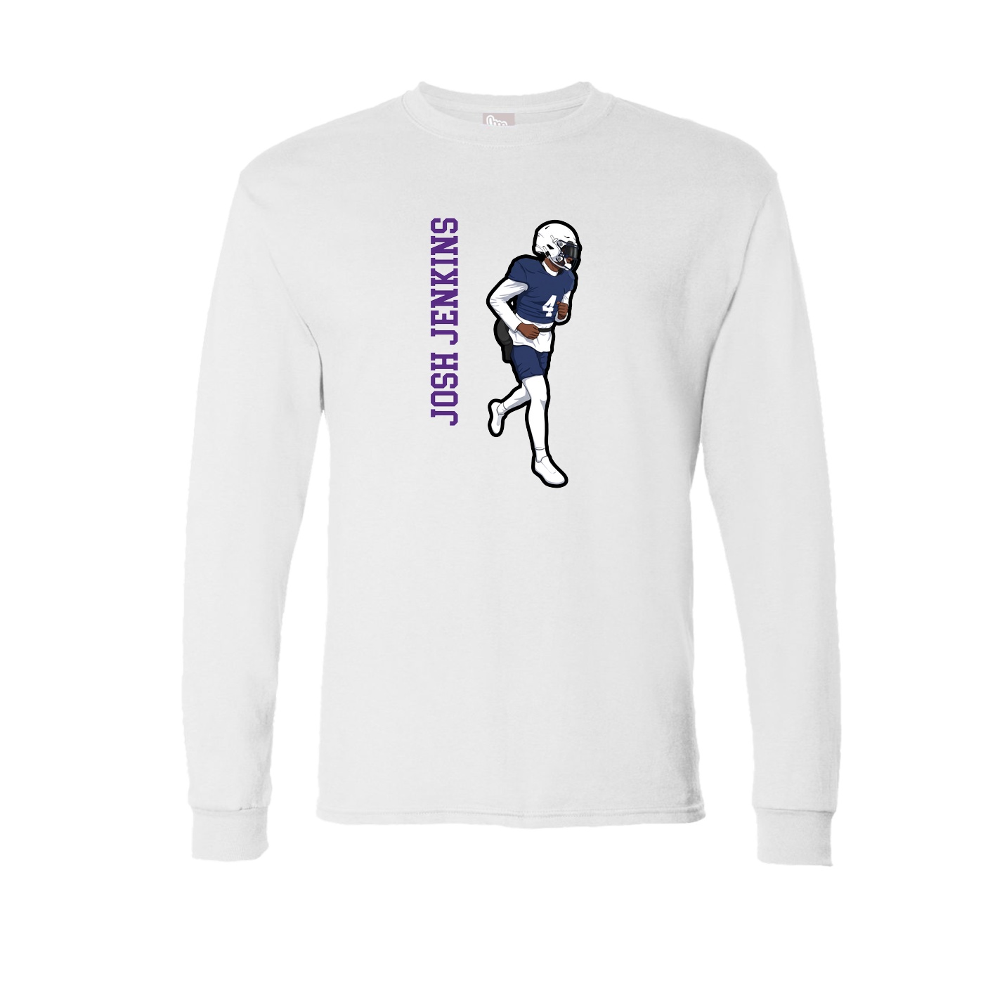 Long Sleeve Tee — Name Vertical in White