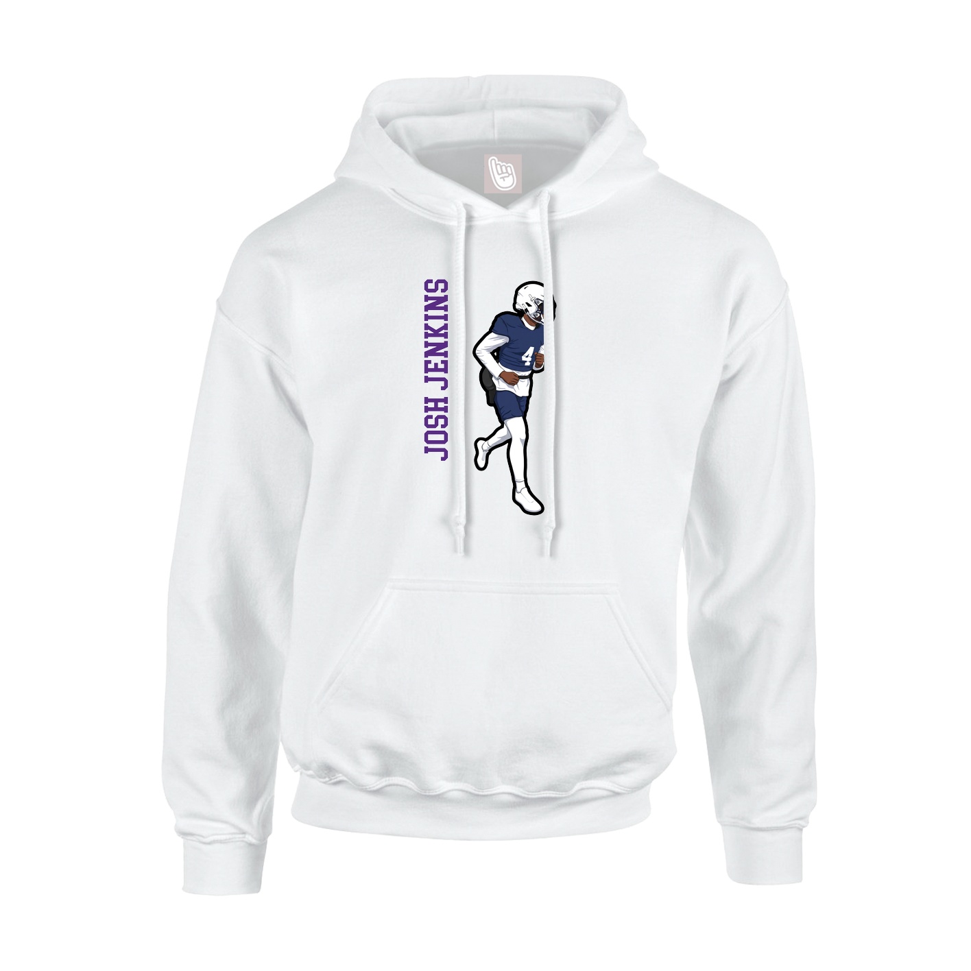 Youth Hoodie — Name Vertical in White