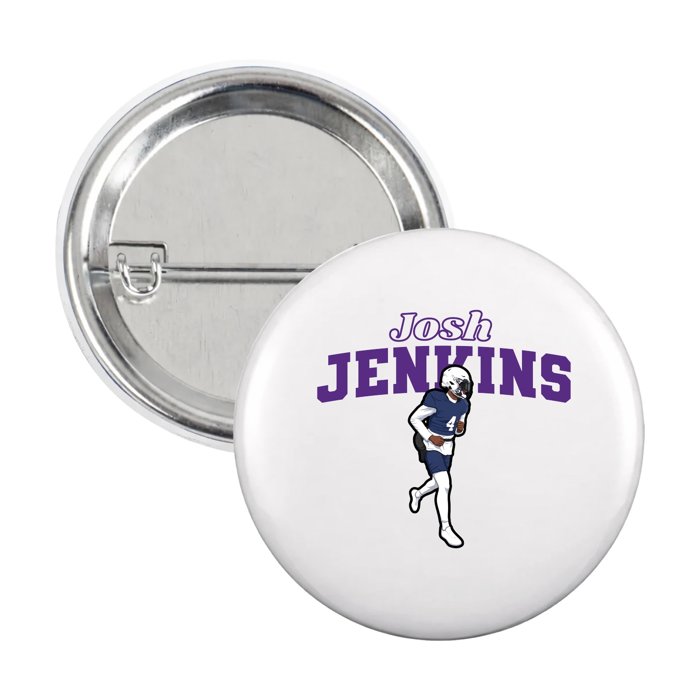 Game Day Button — Name Arch in White