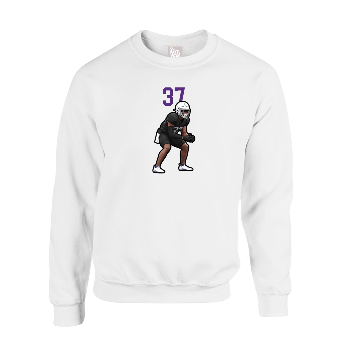 Fleece Crew — Number Top in White