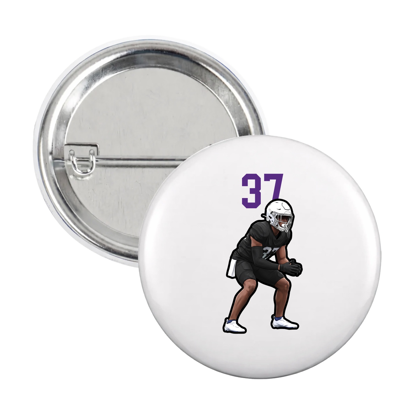 Game Day Button — Number Top in White