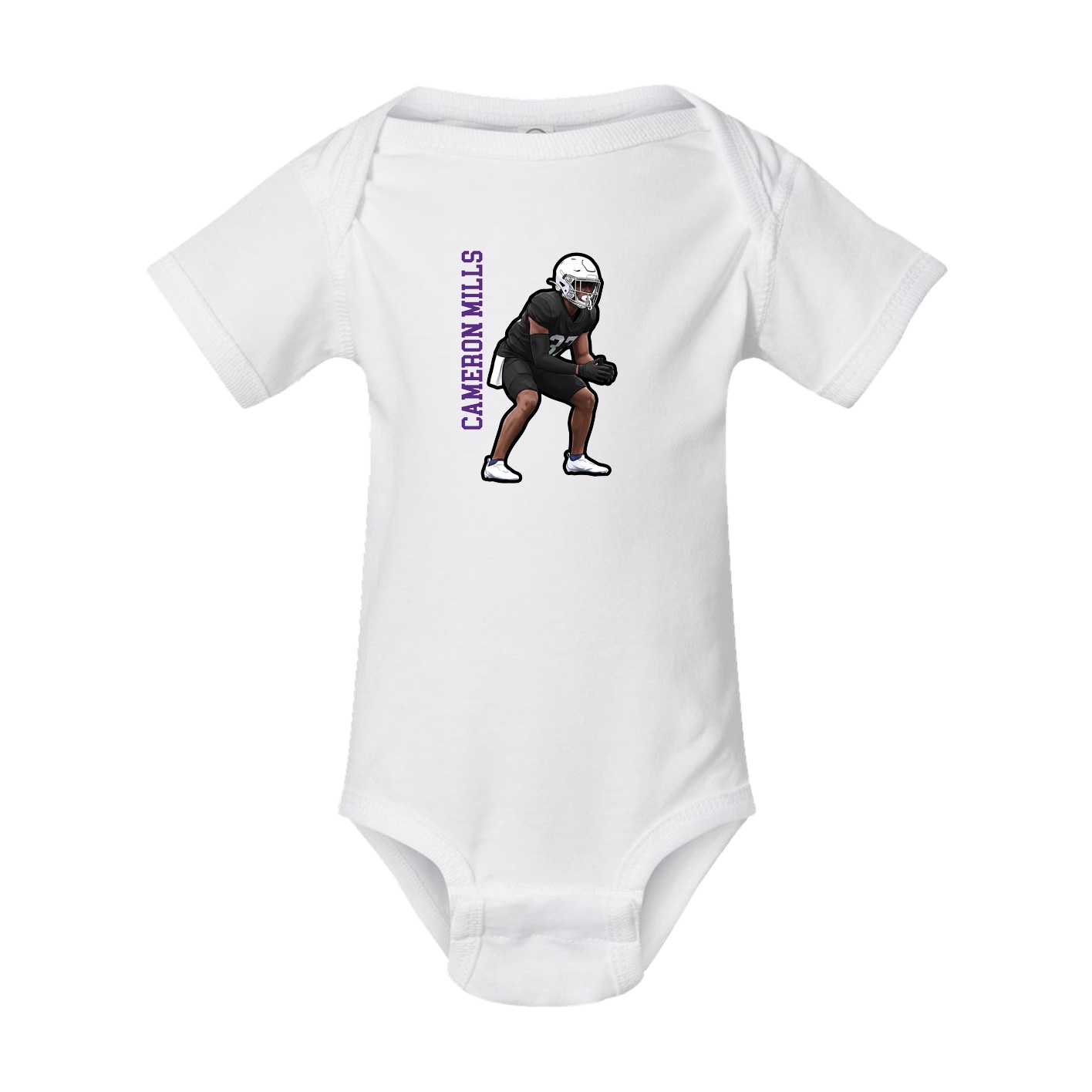 Baby Onesie — Name Vertical in White