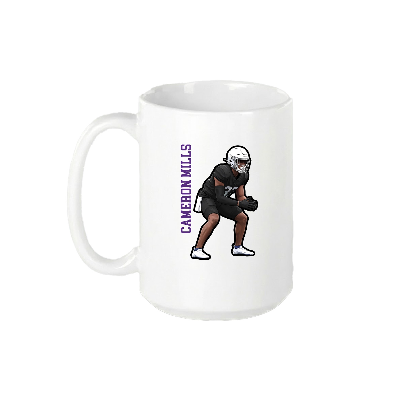 15oz Coffee Mug — Name Vertical in White