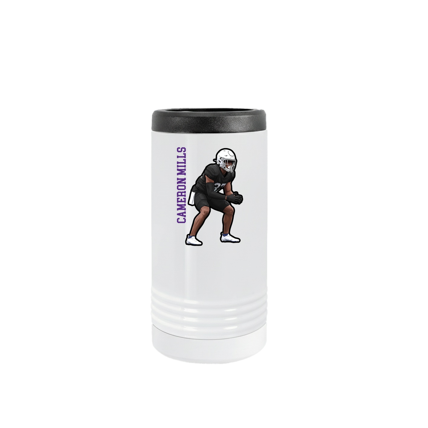 Slim Beverage Holder — Name Vertical in White