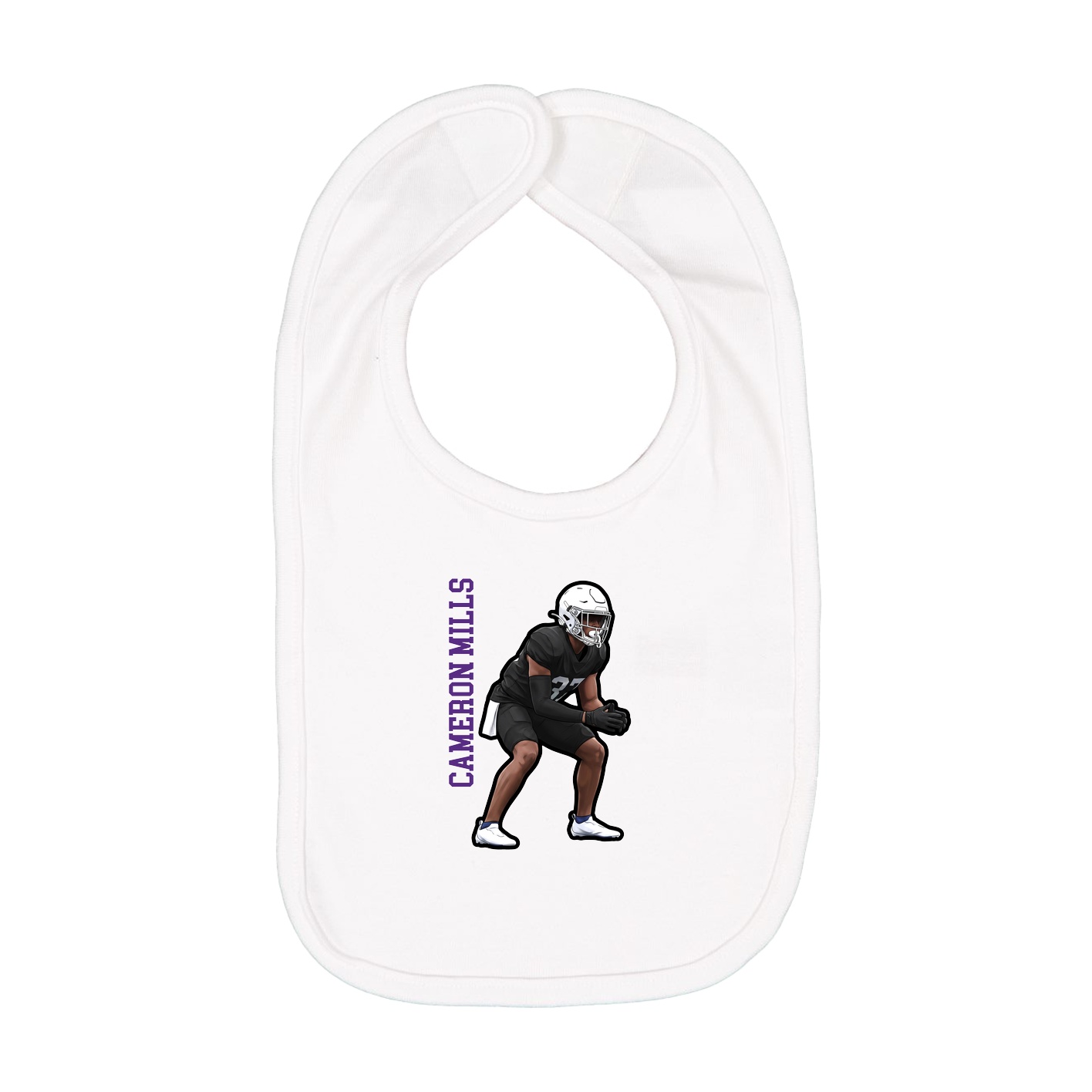 Infant Bib — Name Vertical in White