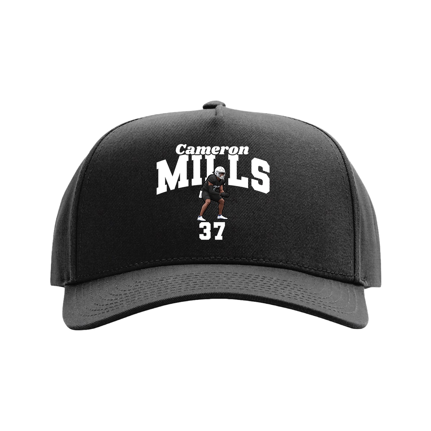 Full Fabric Five-Panel Champ Cap — Signature Arch in Black